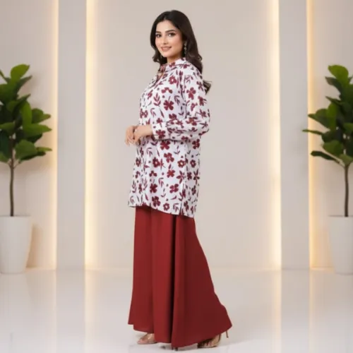 Premium Quality Floral Top with Scirt Two Piece Grip Fabric - Product Image